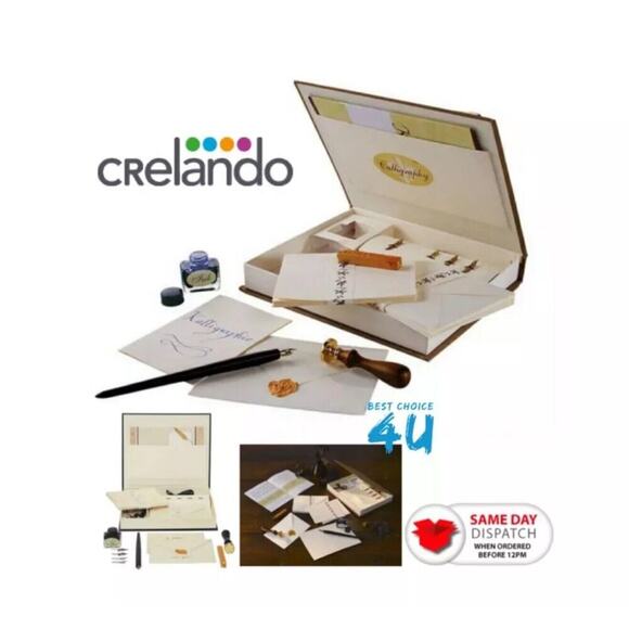 Crelando Other - NEW CRELANDO 30pc CALLIGRAPHY SET Nibs + Notecards + Ink + Stamp + Wax B…